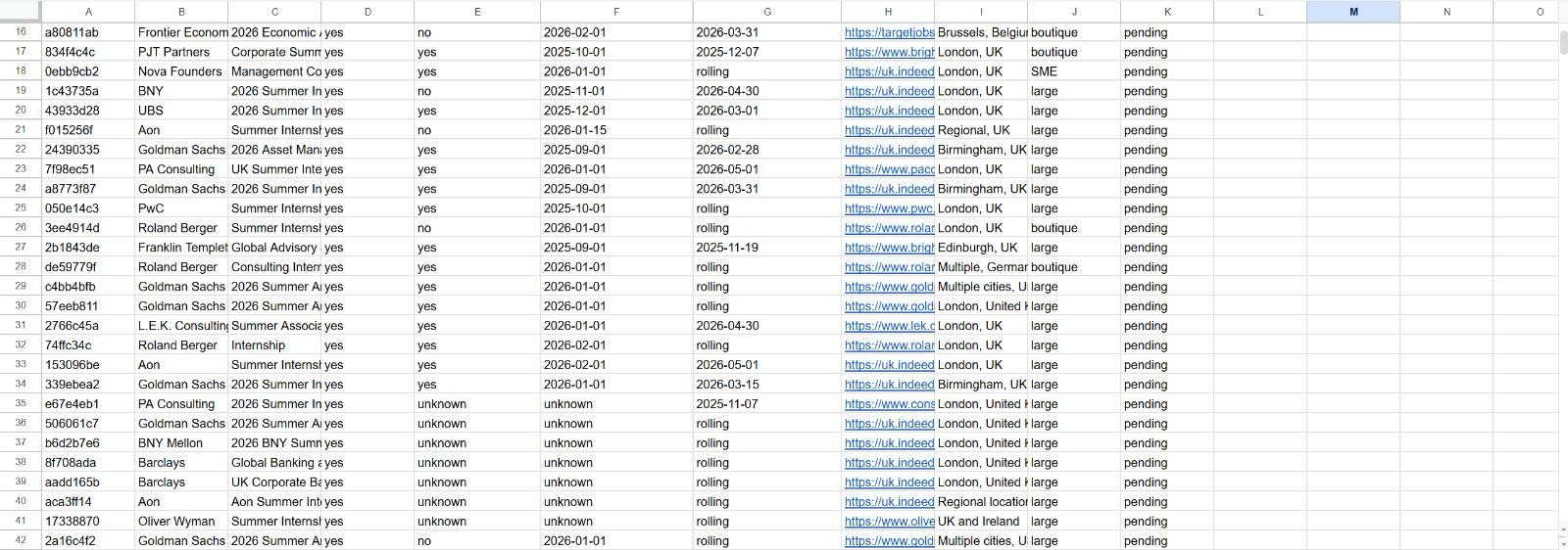 Google Sheets Database